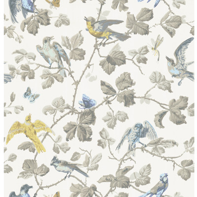 Cole & Son Wallcovering Winter Birds Yellow & Grey