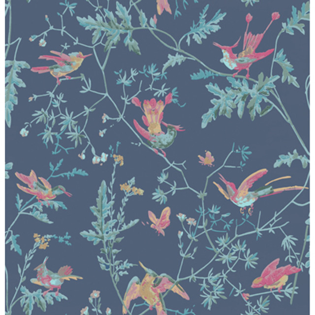 Cole & Son Wallcovering Hummingbirds Indigo Multi-Colour