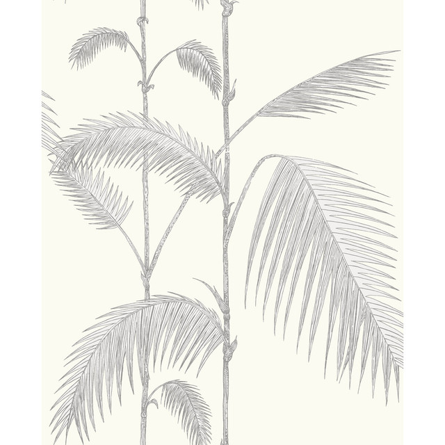 Cole & Son Wallcovering Palm Leaves Grey/White CONTEMPORARY RESTYLED PAPER - 100% United Kingdom - Horizontal: 20.5 and Vertical: 28.3 20.5 - My Fabric Connection -