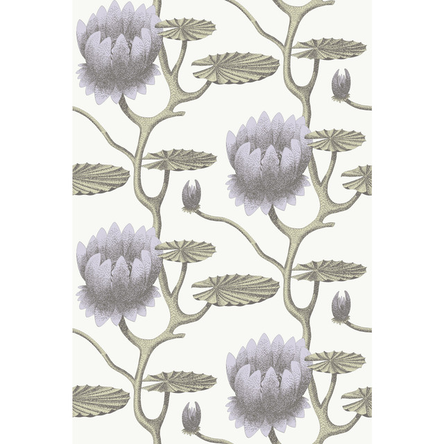 Cole & Son Wallcovering Summer Lily Lilac/Grn/Wt CONTEMPORARY RESTYLED PAPER - 100% United Kingdom - Horizontal: 27 and Vertical: 19.75 27 - My Fabric Connection -
