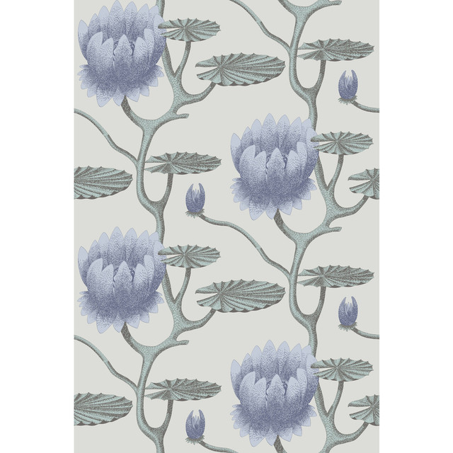 Cole & Son Wallcovering Summer Lily Blu/Aq/Pearl CONTEMPORARY RESTYLED PAPER - 100% United Kingdom - Horizontal: 27 and Vertical: 19.75 27 - My Fabric Connection -