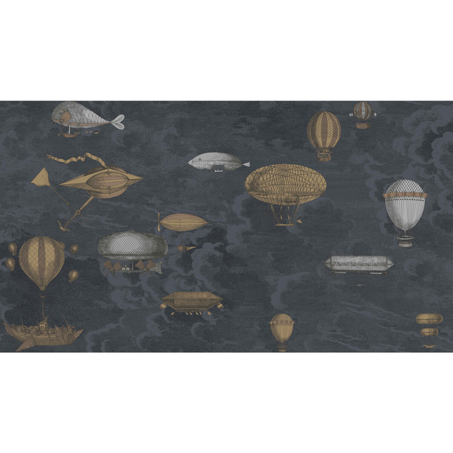 Cole & Son Wallcovering Macchine Volanti Midnight COLE & SON FORNASETTI PAPER - 100% United Kingdom - Horizontal: 54 and Vertical: 30 54 - My Fabric Connection -