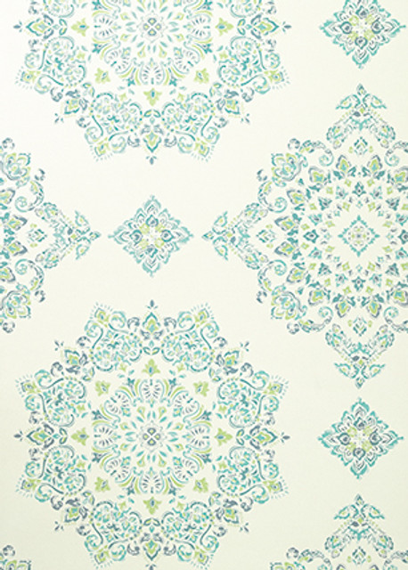 Baker Lifestyle Wallcovering Parvani Teal/Lime