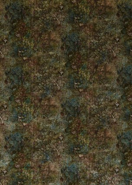 G P & J Baker Fabric Persian Garden Velvet Teal/Spice
