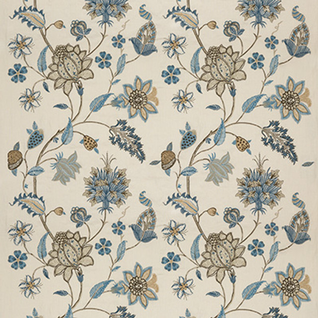G P & J Baker Fabric Baker'S Indienne Embroidery Soft Blue