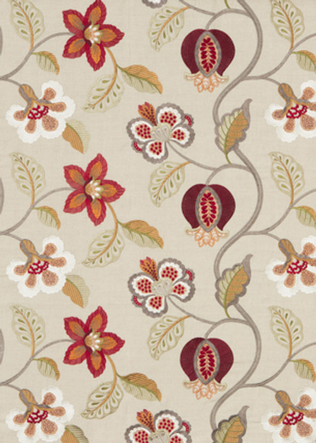 G P & J Baker Fabric Elvaston Red/Ivory