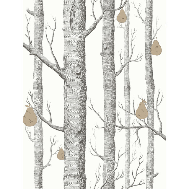 Cole & Son Wallcovering Woods & Pears Blk/Wht/Brnz CONTEMPORARY RESTYLED PAPER - 100% United Kingdom - Horizontal: 21 and Vertical: 27.5 21 - My Fabric Connection -