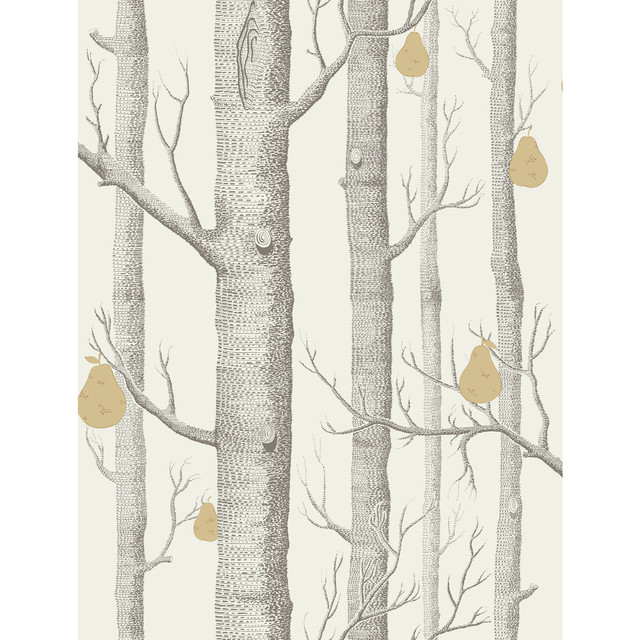 Cole & Son Wallcovering Woods & Pears Charcl/Lin/Gld CONTEMPORARY RESTYLED PAPER - 100% United Kingdom - Horizontal: 21 and Vertical: 27.5 21 - My Fabric Connection -