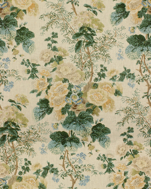 Lee Jofa Fabric Hollyhock Hdb Lemon/Aqua