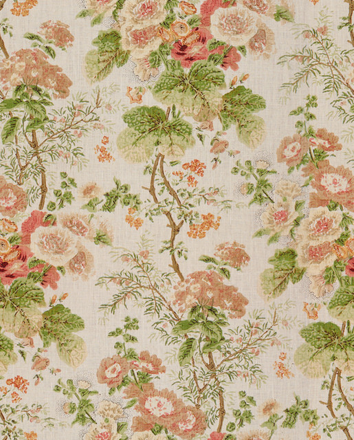 Lee Jofa Fabric Hollyhock Hdb Coral/Apple