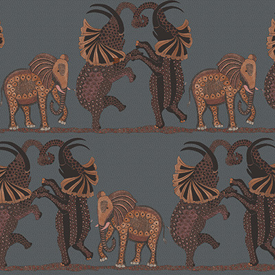 Cole & Son Wallcovering Safari Dance Charcoal & Reds
