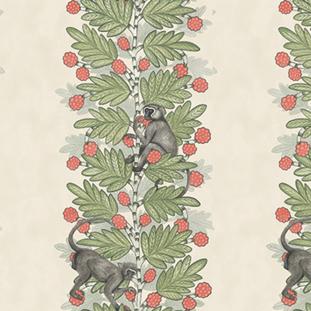 Cole & Son Wallcovering Acacia Green & Coral Berries