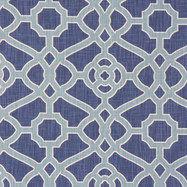 RM CoCo Fabric Lattice Indigo The Print Shop 100% COTTON - Dry clean only Horizontal: 13.5 and Vertical: 13.5 54 - My Fabric Connection -