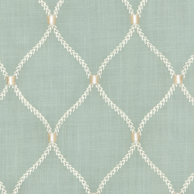 Williamsburg Fabric Deane Embroidery Shore 700095 DEANE EMBROIDERY 70% Rayon 30% Linen Embroid:100% Rayon INDIA Wyzenbeek 39,000 Horizontal: 4.25" and Vertical: 6.25" 54" - My Fabric Connection -