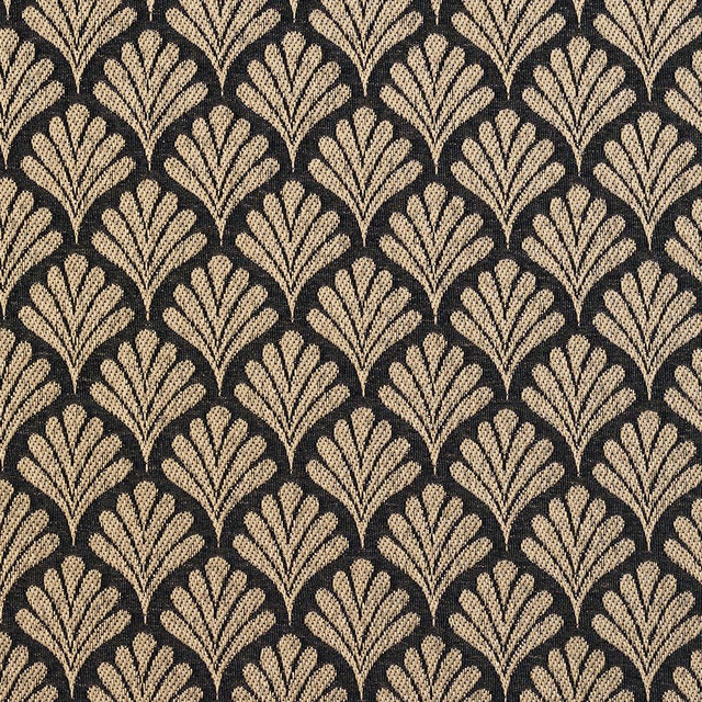 Charlotte Fabric 2660 Onyx/Fan Uptown Jacquards VI 100% Woven Polyester Asia Exceeds 70,000 Wyzenbeek Rubs (Heavy Duty) Horizontal: 1.75" x Vertical: 1.5" 54 Inches - My Fabric Connection -