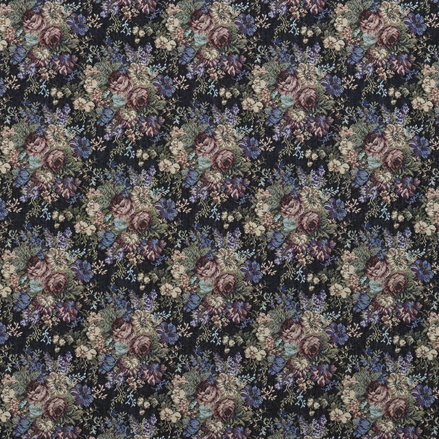 Charlotte Fabric 6927 Ebony Rose Glorious Gardens 80% Polyester, 20% Cotton Asia Exceeds 100,000 Wyzenbeek Rubs (Heavy Duty) Horizontal: 10.0" x Vertical: 7.0" 54 Inches - My Fabric Connection -