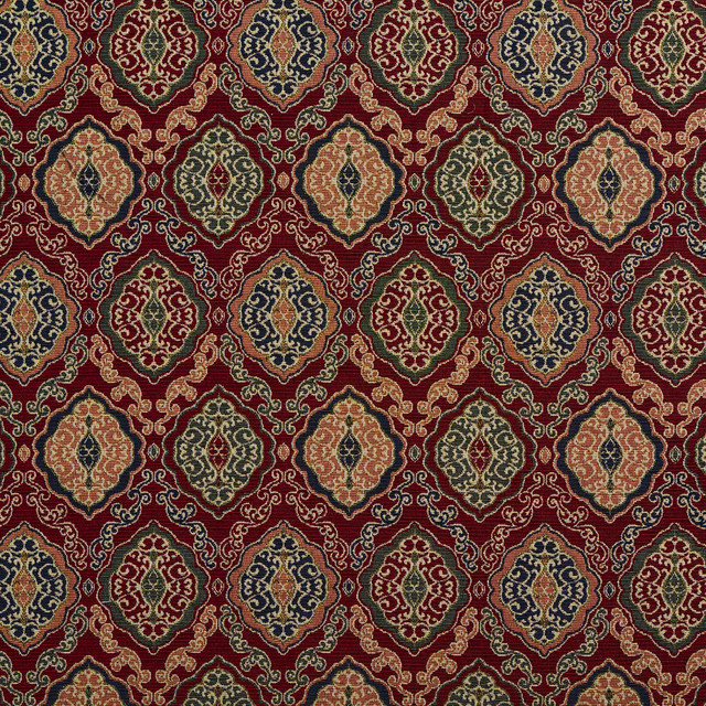 Charlotte Fabric 1981 Merlot Heirloom Tapestry Classics 70% Polyester, 30% Cotton Asia Exceeds 45,000 Wyzenbeek Rubs (Heavy Duty) Horizontal: 14.5" x Vertical: 7.5" 54 Inches - My Fabric Connection -