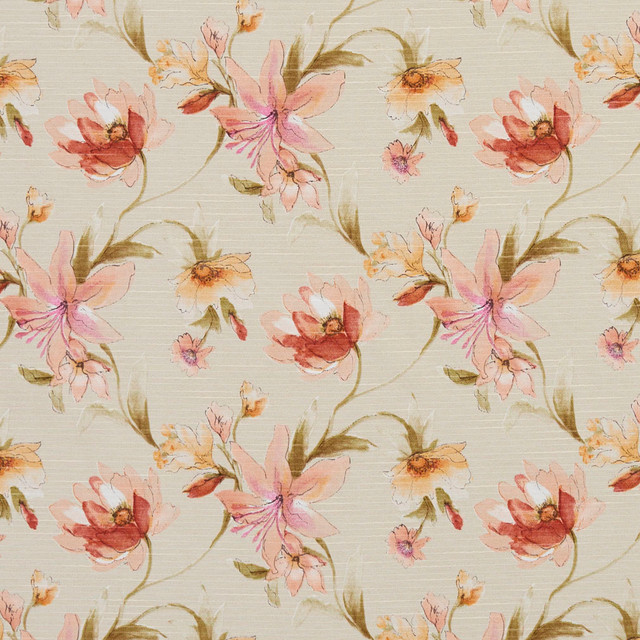 Charlotte Fabric 10870-02 Botanical Prints 60% Cotton, 40% Polyester Spain Exceeds 80,000 Wyzenbeek Rubs (Heavy Duty) Horizontal: 13.5" x Vertical: 12.5" 54 Inches - My Fabric Connection -