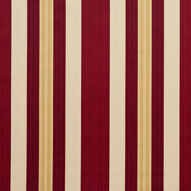 Charlotte Fabric D302 Ruby Noble Stripe Old World Classics 70% Polyester, 30% Cotton Spain Exceeds 30,000 Wyzenbeek Rubs (Heavy Duty) Horizontal: 7" 54 Inches - My Fabric Connection -