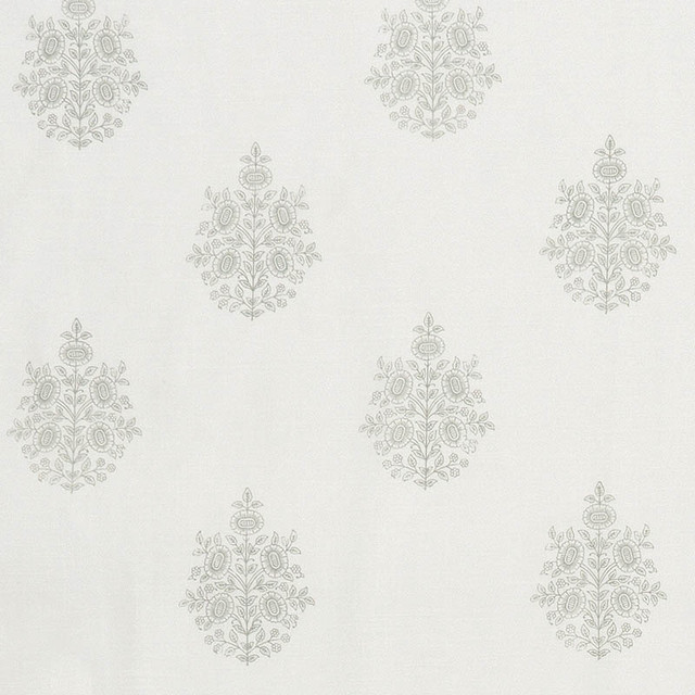 Schumacher Fabric Asara Flower Sheer Grey 178370 Patterned-Sheers-Casements 70% Polyester, 30% Linen - Horizontal: 13.375 and Vertical: 13.125 122 - My Fabric Connection -