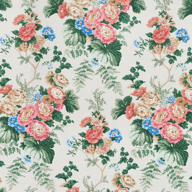 Schumacher Fabric Wycombe Park Red & Blue 178111 Schumacher-Classics 100% Linen Martindale 20,000 Horizontal: 27 and Vertical: 39.5 54.25 - My Fabric Connection -