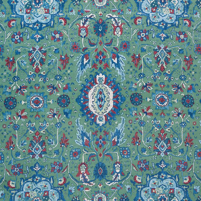Schumacher Fabric Jahanara Carpet Jade 172793 Ottoman Chic 26.75" - My Fabric Connection -