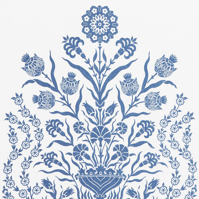 Schumacher Fabric Iznik Sheer Blue 178090 Ottoman-Chic 65% Polyester, 20% Linen, 11% Viscose, 4% Liyosel - Horizontal: 118 and Vertical: 50.25 118 - My Fabric Connection -