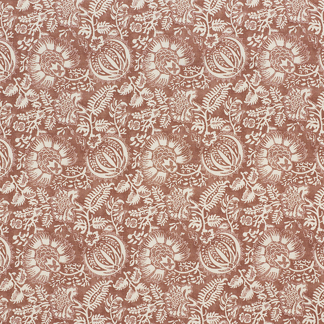 Schumacher Fabric Pomegranate Print Russet 177692 Chambray 100% Linen Martindale 20,000 Horizontal: 11.25 and Vertical: 9 55.5 - My Fabric Connection -