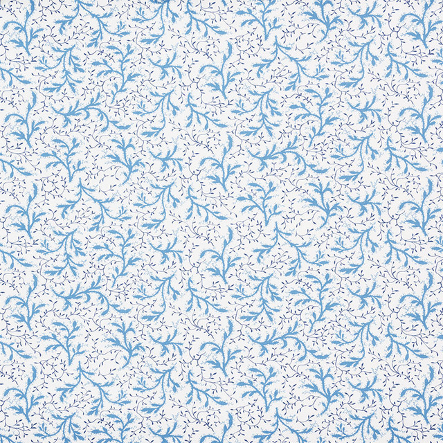Schumacher Fabric Sprig Afternoon Blue 177832 Celerie-Kemble 100% Cotton Wyzenbeek 15,000 Horizontal: 27 and Vertical: 12.625 54.25 - My Fabric Connection -