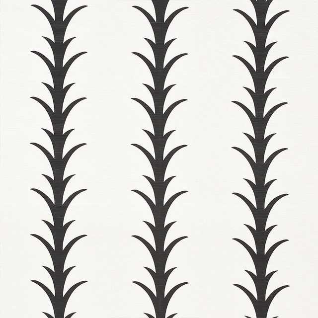 Schumacher Fabric Acanthus Stripe Carbon 177632 Celerie-Kemble 55% Linen, 45% Cotton Wyzenbeek 15,000 Horizontal: 10.75 and Vertical: 5 55 - My Fabric Connection -
