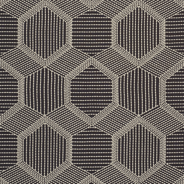 Schumacher Fabric Tortuga Embroidery Black 73202 Au-Naturel 60% Polyester, 40% Viscose - Horizontal: 12.25 and Vertical: 14.75 49.5 - My Fabric Connection -