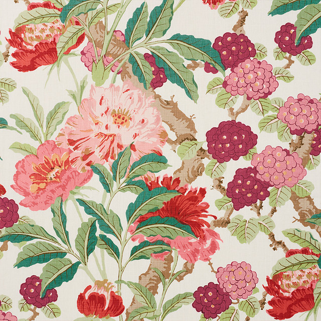 Schumacher Fabric Enchanted Garden Fuchsia 177392 Schumacher-Classics 100% Linen Martindale 20,000 Horizontal: 26.5 and Vertical: 53 54.25 - My Fabric Connection -