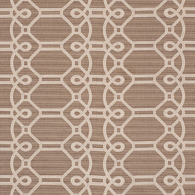 Schumacher Fabric Ziz Embroidery Mocha 71932 Caravanne 77% Cotton, 23% Polyester` Martindale 25,000 Horizontal: 17.5 and Vertical: 6.25 53.25 - My Fabric Connection -