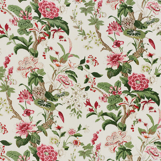 Schumacher Fabric Nymphaea Fuchsia 176761 Schumacher-Classics 100% Linen - Horizontal: 27 and Vertical: 44.5 54 - My Fabric Connection -