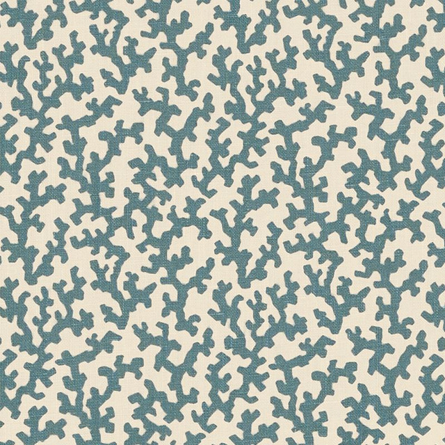 Schumacher Fabric Folly Peacock Blue 176125 Veere-Grenney 100% Linen Martindale 25,000 Horizontal: 4.375 and Vertical: 4.75 52.75 - My Fabric Connection -