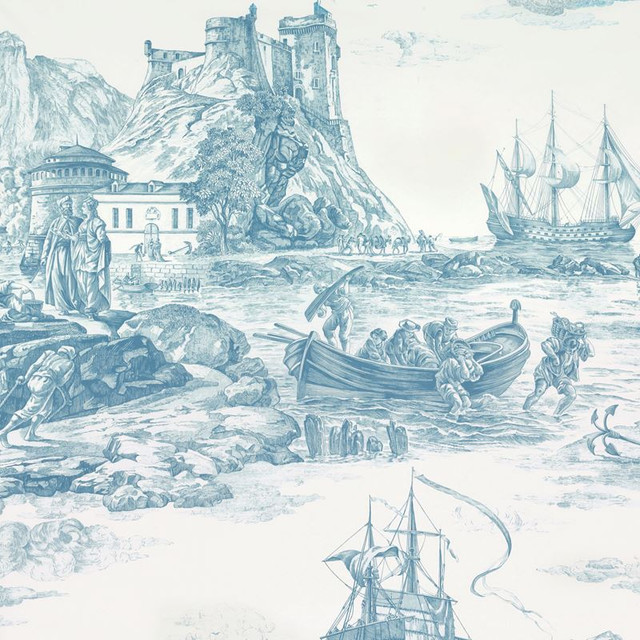 Schumacher Fabric Marine Toile Delft 176160 Schumacher-Classics 100% Cotton - Horizontal: 38 and Vertical: 75 53 - My Fabric Connection -