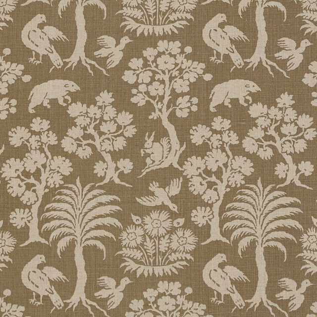 Schumacher Fabric Woodland Silhouette Mocha 176172 Schumacher-Classics 100% Linen Wyzenbeek 30,000 Horizontal: 13.5 and Vertical: 18 54 - My Fabric Connection -