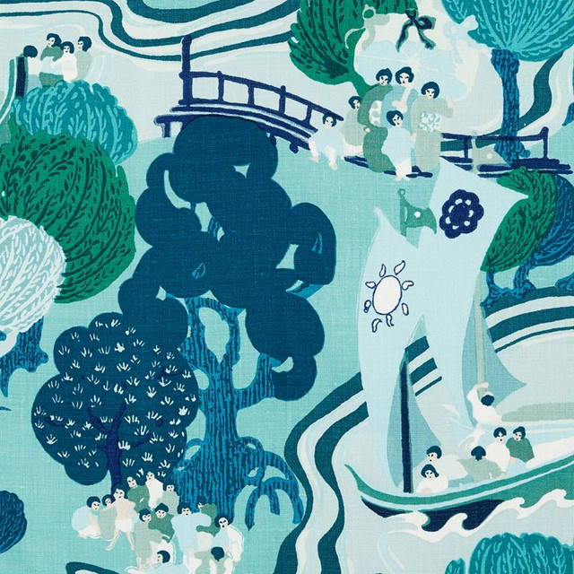 Schumacher Fabric Pearl River Sea 173063 Schumacher-Classics 100% Linen - Horizontal: 26.25 and Vertical: 26.25 53 - My Fabric Connection -