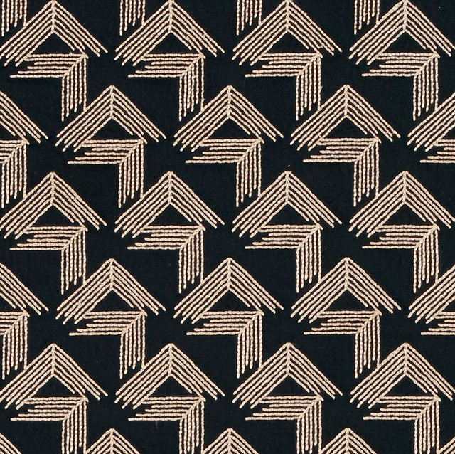 Schumacher Fabric V Step Black 69430 Miles-Redd 38% Cotton, 30% Spun, 26% Polywadding, 6% Spun Martindale 16,000 Horizontal: 2 and Vertical: 6.25 50.625 - My Fabric Connection -
