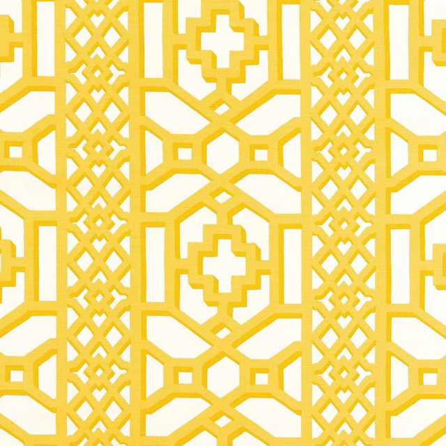 Schumacher Fabric Zanzibar Trellis Chintz Canary 175730 125TH-ANNIVERSARY 55% Linen, 45% Cotton - Horizontal: 13.5 and Vertical: 12.5 54 - My Fabric Connection - Schumacher Fabric Zanzibar Trellis Chintz Canary 175730 125TH-ANNIVERSARY 55% Linen, 45% Cotton - Horizontal: 13.5 and Vertical: 12.5 54 - My Fabric Connection -