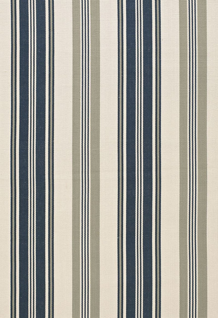 Schumacher Fabric Fjord Stripe Indigo 67480 Au-Naturel 100% Cotton Martindale 12,000 Horizontal: 13.125 and Vertical: - 52.75 - My Fabric Connection -