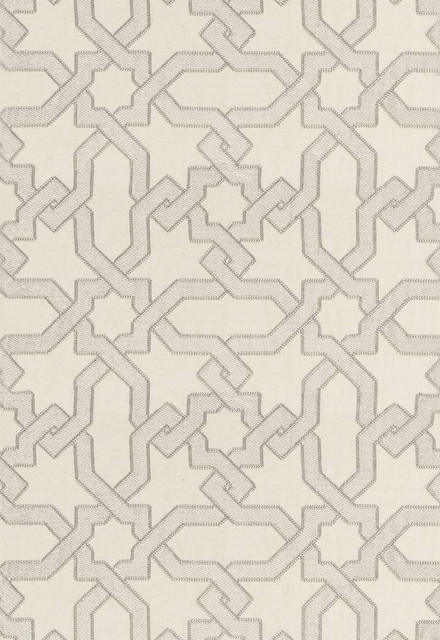 Schumacher Fabric Cordoba Embroidery Pearl 67572 Au-Naturel 56% Linen, 34% Viscose, 10% Spun Martindale 8,000 Horizontal: 12.625 and Vertical: 12.625 50.375 - My Fabric Connection -