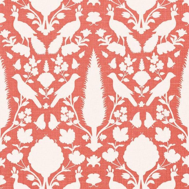 Schumacher Fabric Chenonceau Coral 173564 Exuberant Prints 13.5" - My Fabric Connection - Schumacher Fabric Chenonceau Coral 173564 Exuberant Prints 13.5" - My Fabric Connection -