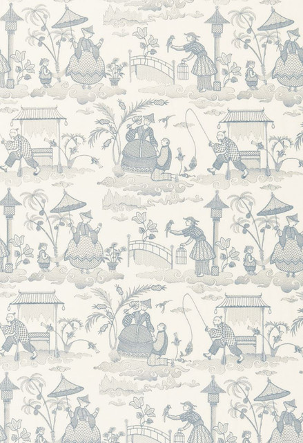 Schumacher Fabric Bassano Embroidered Toile Delft 66600 Palazzo 72% Linen, 28% Viscose Martindale 6,000 Horizontal: 17 and Vertical: 15.25 51 - My Fabric Connection -