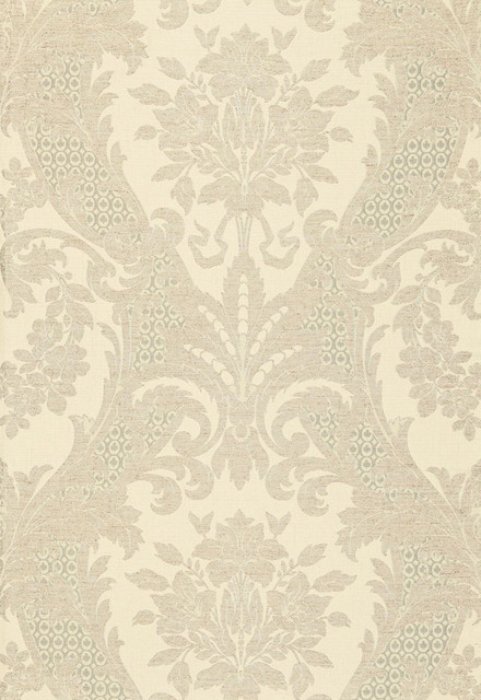 Schumacher Fabric Toscana Linen Damask Greige 66340 Palazzo 51% Linen, 49% Cotton Wyzenbeek 8,000 Horizontal: 28 and Vertical: 28 56 - My Fabric Connection -