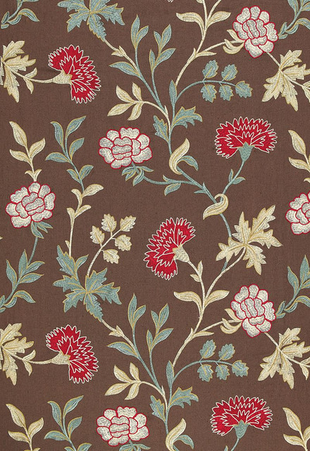 Schumacher Fabric Sheridan Linen Embroidery Crimson 65660 Chroma 66% Linen, 34% Viscose Martindale 8,000 Horizontal: 25 and Vertical: 25 50.25 - My Fabric Connection -