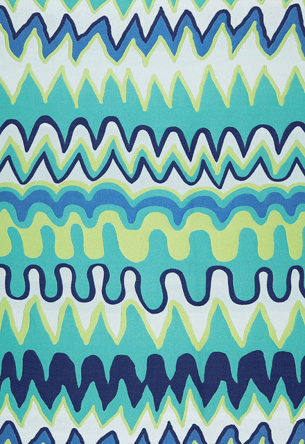 Schumacher Fabric Zig Zag Weave Laguna 65330 Trina-Turk 100% Sunbrella Wyzenbeek 12,000 Horizontal: 28.75 and Vertical: 36.75 55 - My Fabric Connection -
