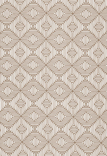 Schumacher Fabric Amazing Maze Sand 65323 Trina-Turk 100% Sunbrella Wyzenbeek 12,000 Horizontal: 6.375 and Vertical: 6.375 51 - My Fabric Connection -