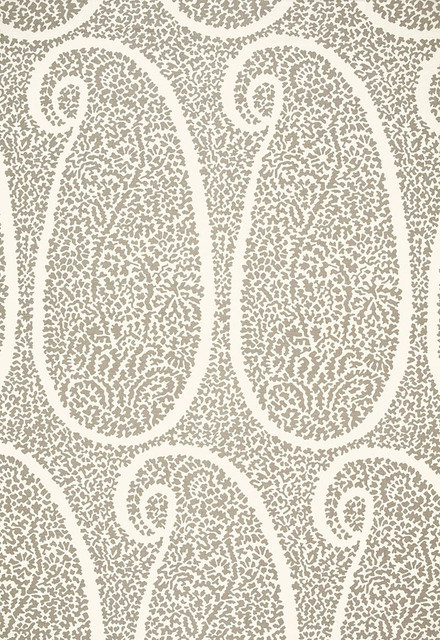 Schumacher Fabric Ambala Paisley Oyster 174643 Au-Naturel 63% Linen, 37% Cotton - Horizontal: 6.75 and Vertical: 56 54 - My Fabric Connection -