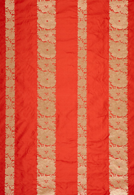 Schumacher Fabric Mandarin Silk Stripe Coral 64431 Chroma 100% Silk Martindale 3,000 Horizontal: 13.375 and Vertical: 5.375 54 - My Fabric Connection -